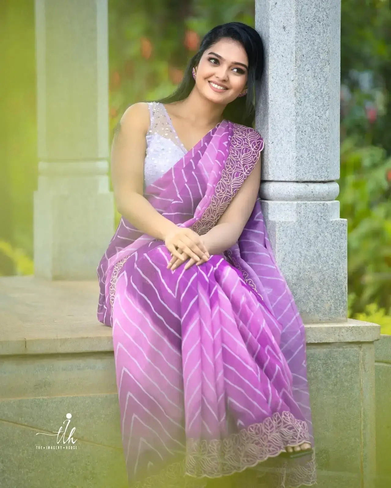 Telugu TV Actress Anu Varsha Photos in Violet Saree